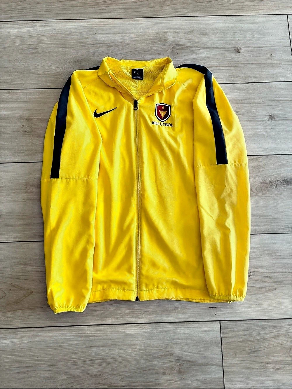 Y2K Nike ISL Futbol Dri-Fit soccer Track Jacket Men's Yellow & Black Large